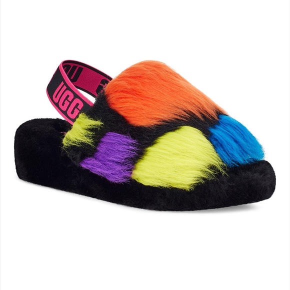 Ugg Fluff Yeah party spots multi colored Slippers. Sling back SZ. 7. NWT NIB - Picture 3 of 10